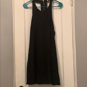 Black linen sleeveless mini dress